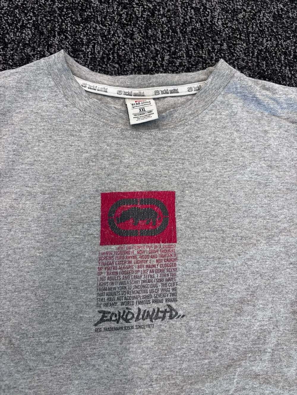 Vintage Ecko Unltd. Rhino Logo Graphic T-Shirt Grey Size XXL